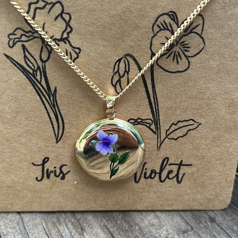 February Birth Flower Locket Necklace - Picture 10 of 11
